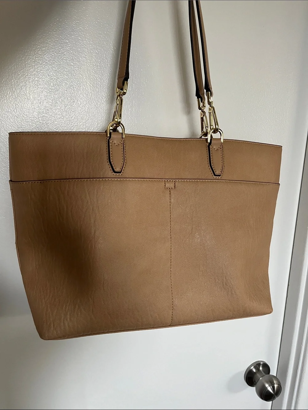 Calvin Klein Camel Tote with Gold Hardware